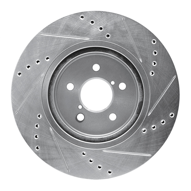 Subaru Impreza Brake Rotor (1) - Front Left - R1 Concepts - Drilled & Slotted - Silver - `17-`23
